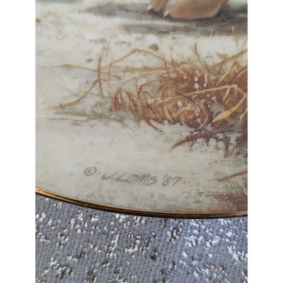 Vtg Puppy Playtime Duck "Getting Acquainted" 1987 Jim Lamb 8.5" Porcelain Plate - Picture 3 of 6